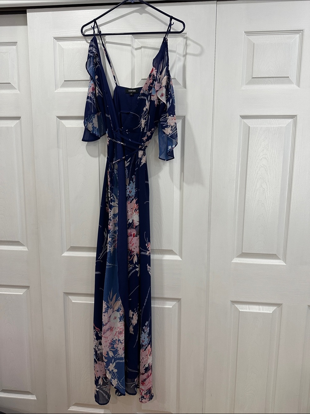 Yumi Kim Navy Floral Cold-Shoulder Maxi Dress